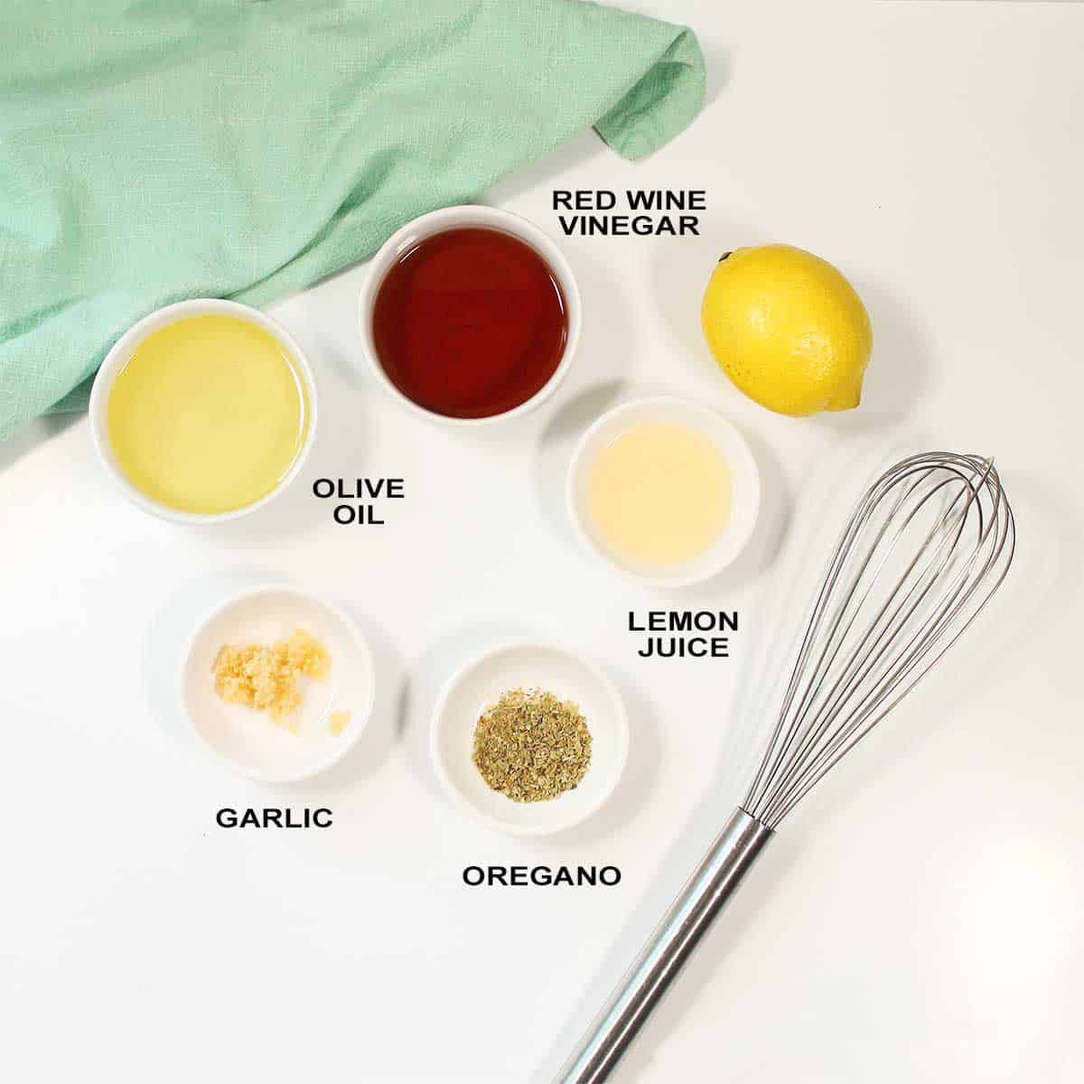 Mediterranean Quinoa Salad dressing ingredients.