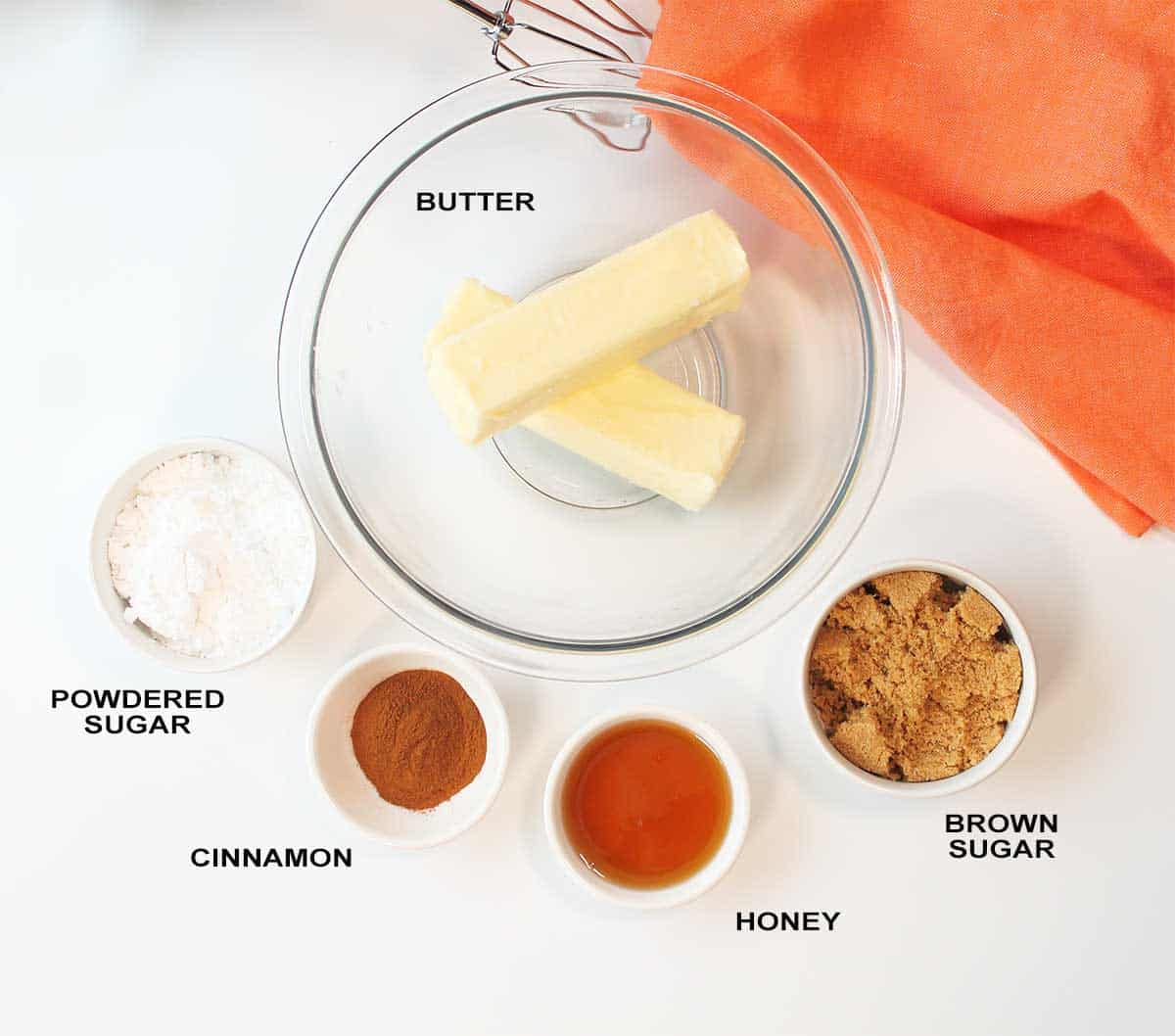 Cinnamon Brown Sugar Butter ingredients.