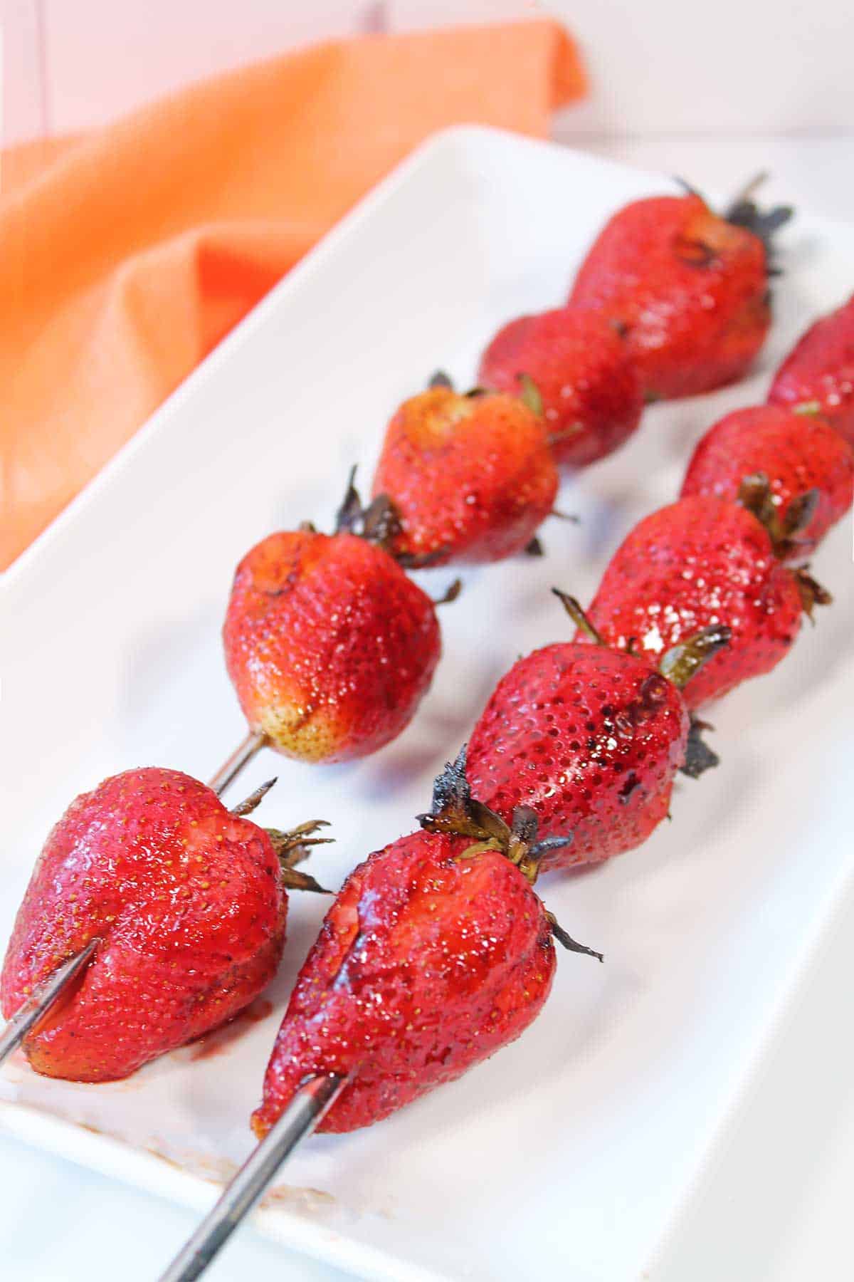 Closeup of grilled strawberries.