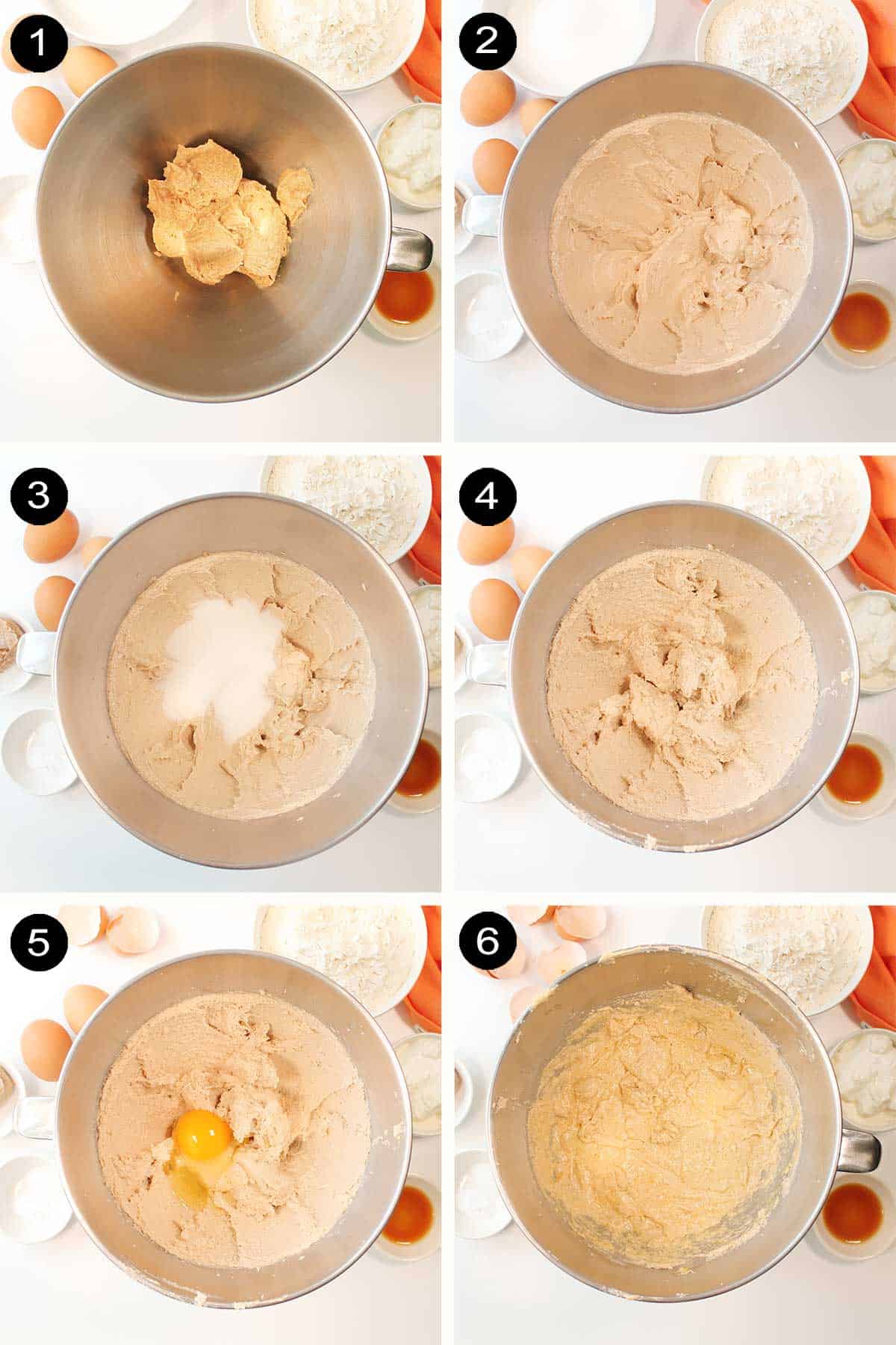 Prep steps 1-6 to make sour cream pound cake.