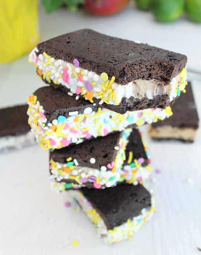 Homemade Ice Cream Sandwiches stacked | 2 Cookin Mamas