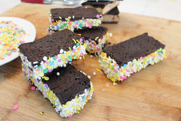 Homemade Ice Cream Sandwiches with sprinkles