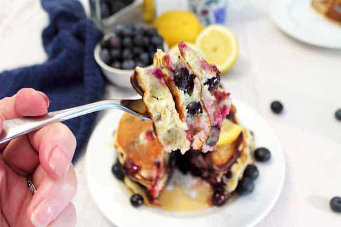 Lemon Blueberry Pancakes bite