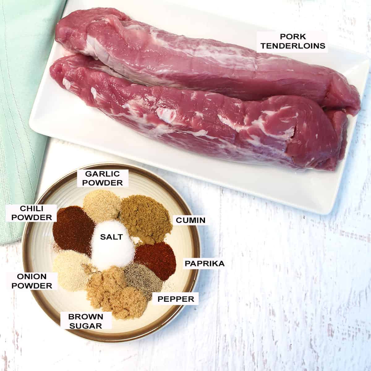 Ingredients for pork dry rub.