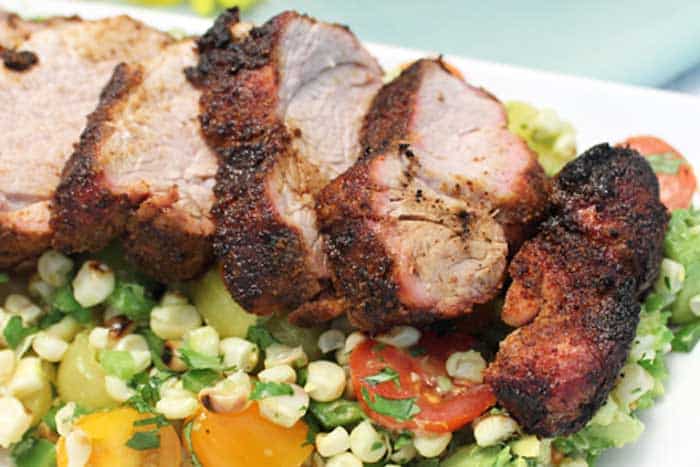 Tex Mex Pork with Tomato Corn Salsa closeup B