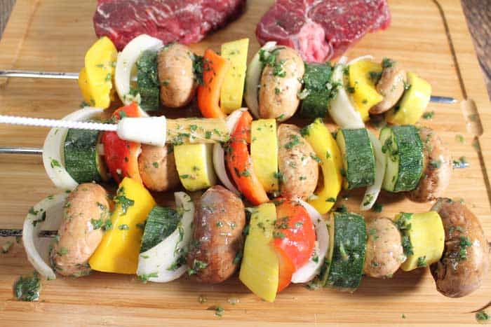 Vegetable Skewers brushed with butter