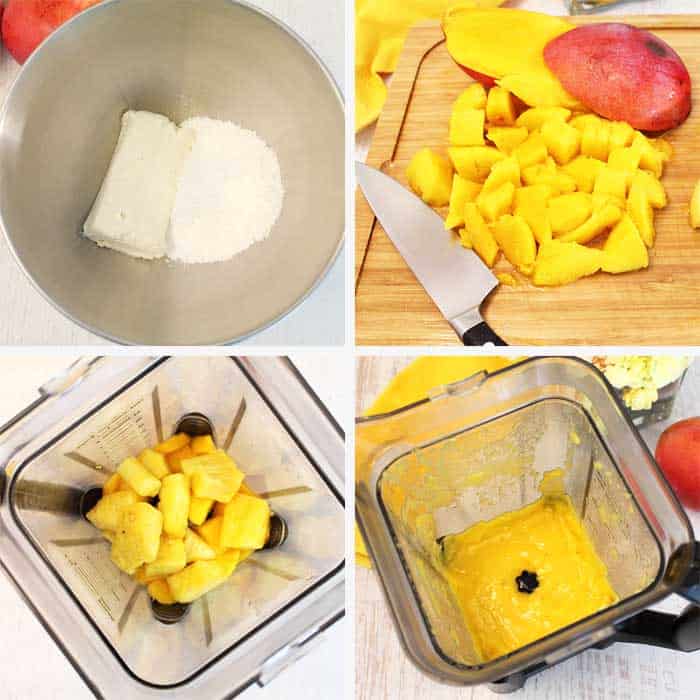 Mango Pineapple Icebox Cheesecake Making cheesecake mixture