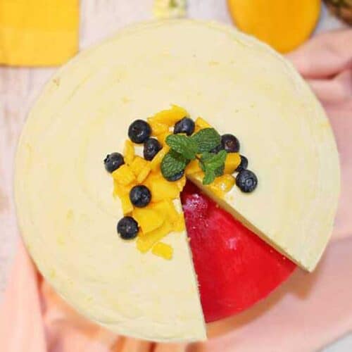Mango Pineapple Icebox Cheesecake square 2