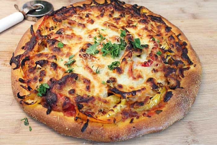 Three Pepper Pizza whole pie