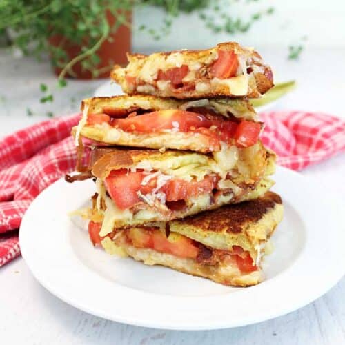 Gourmet Grilled Cheese Sandwich stacked square