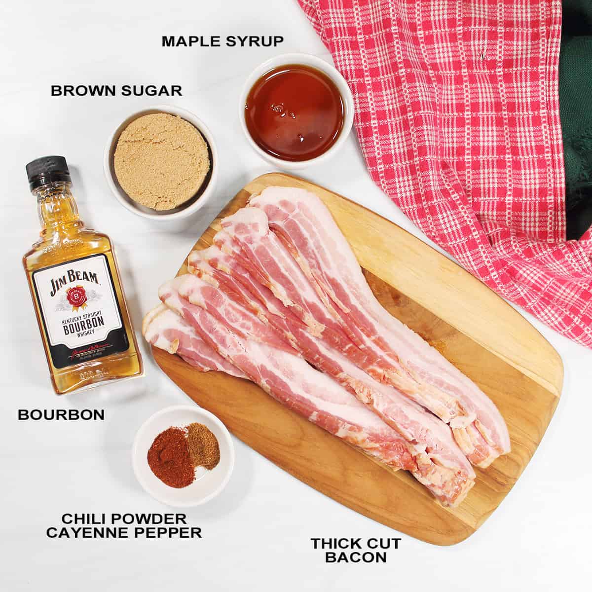 Ingredients for Bourbon Candied Bacon.