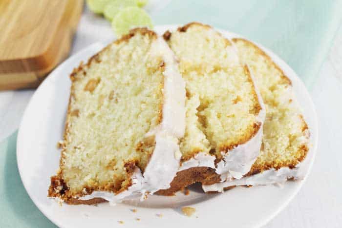 Key Lime White Chocolate Macadamia Bread full slices closeup