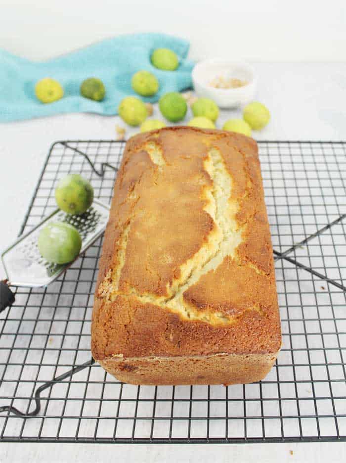 Key Lime White Chocolate Macadamia Bread ready to glaze