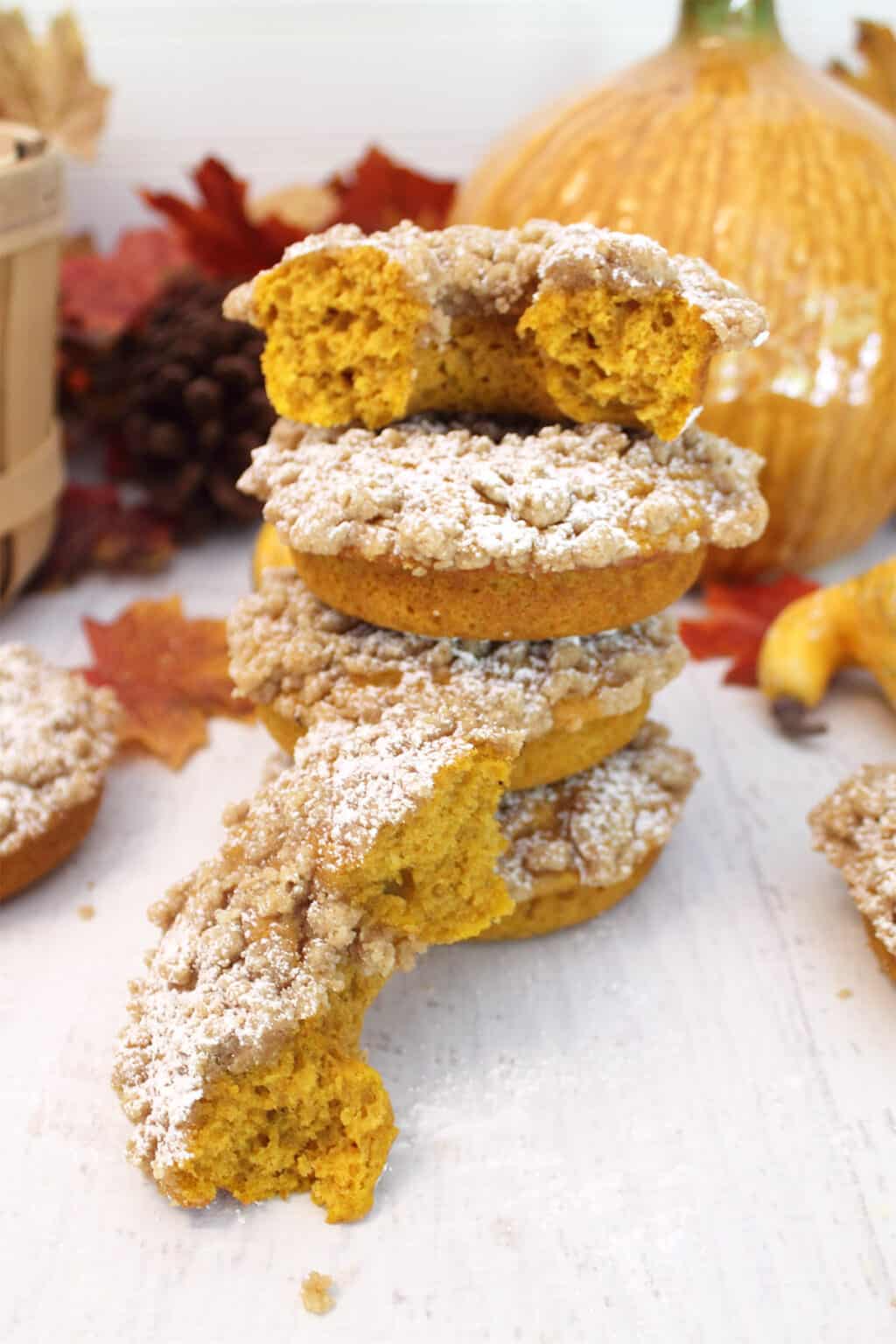 Baked Pumpkin Donuts with Crumb Topping - 2 Cookin Mamas