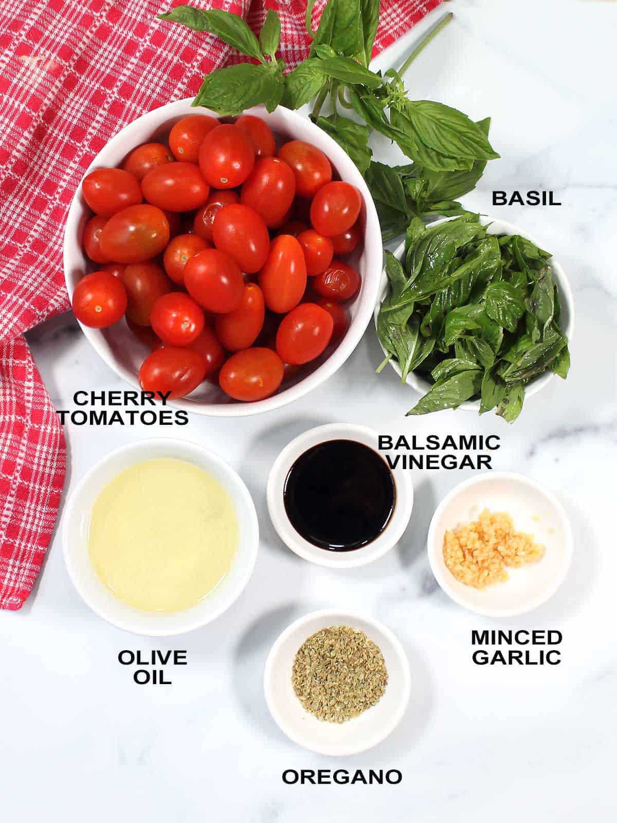 Bruschetta sauce ingredients.