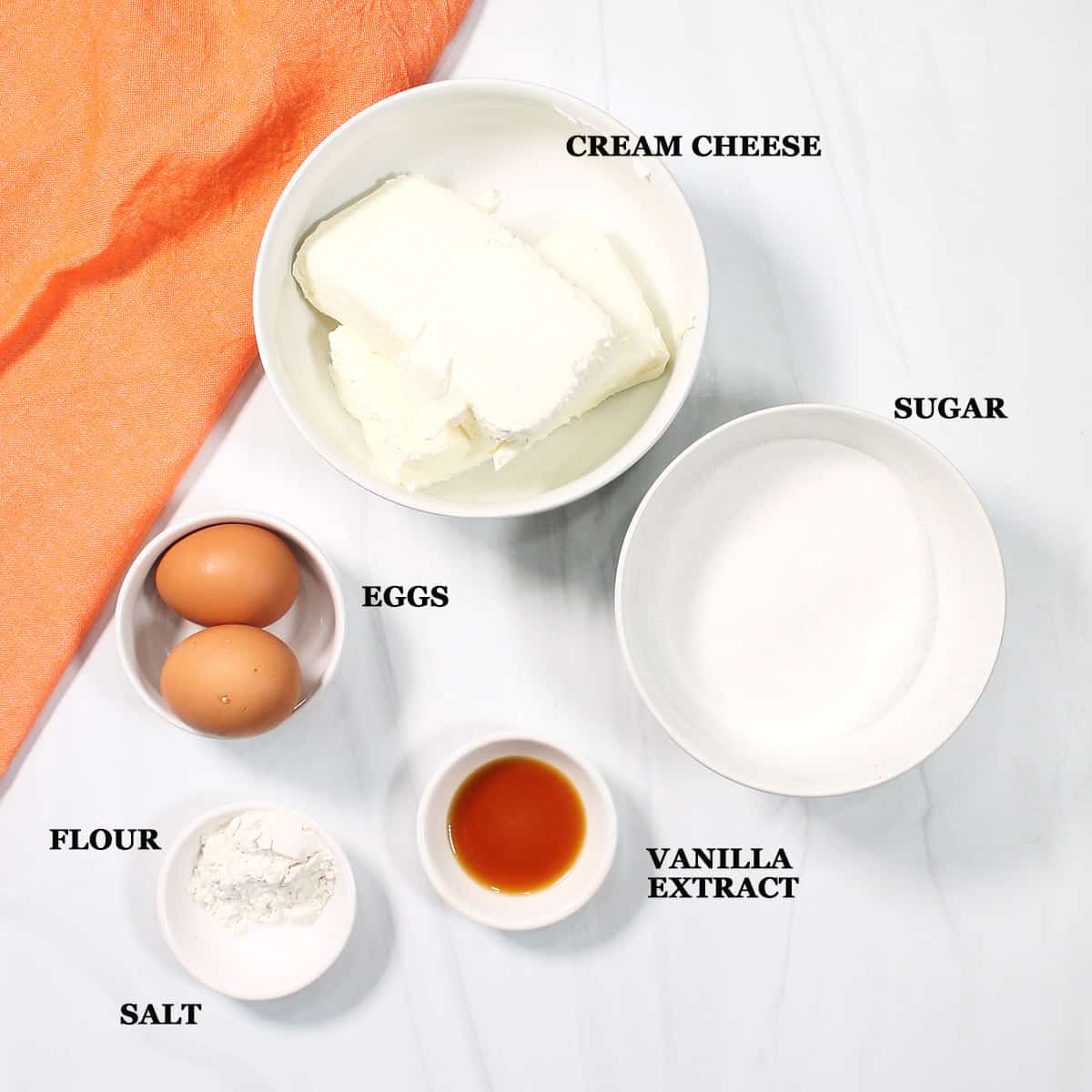 Ingredients for cream cheese swirl.