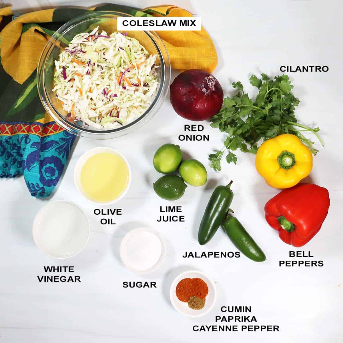 Crispy slaw ingredients.