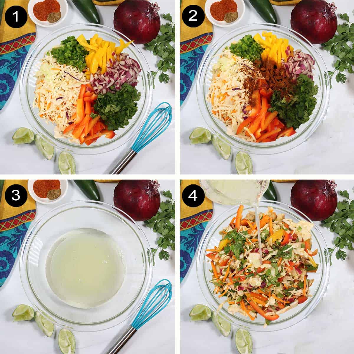 Steps to make crispy slaw.