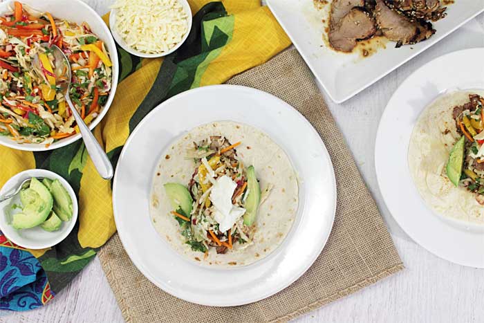 Korean Pork Tacos with Crispy Slaw plated