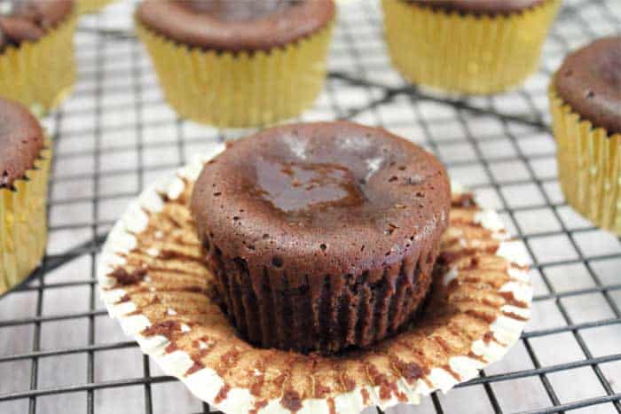 Molten Chocolate Cupcakes carefully peel off paper