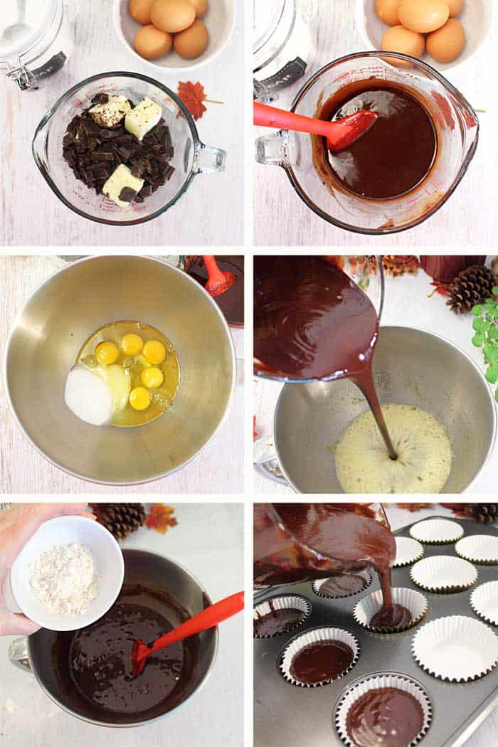 Molten Chocolate Cupcakes prep