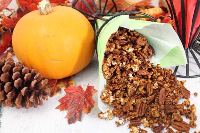 Pumpkin Caramel Popcorn spilling out wide