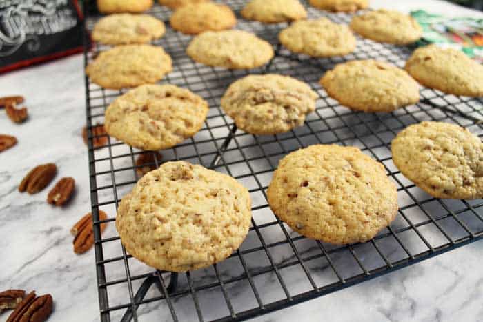 Butter Pecan Ice Cream Cookies cooling closeup