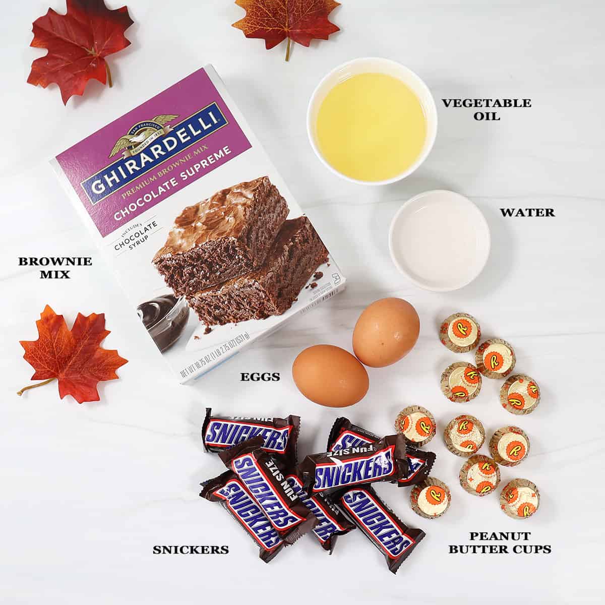 Ingredients for loaded brownies.