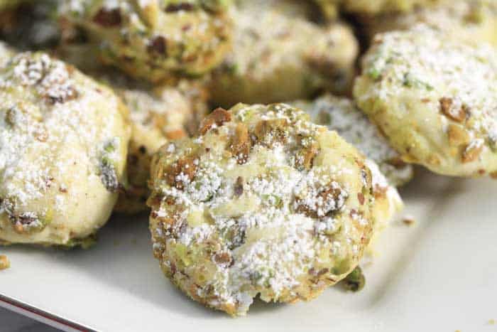 Pistachio Whipped Shortbread Cookies closeup