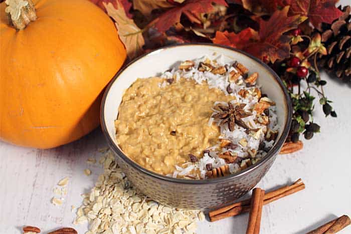 Pumpkin Pie Overnight Oats ready to eat wide