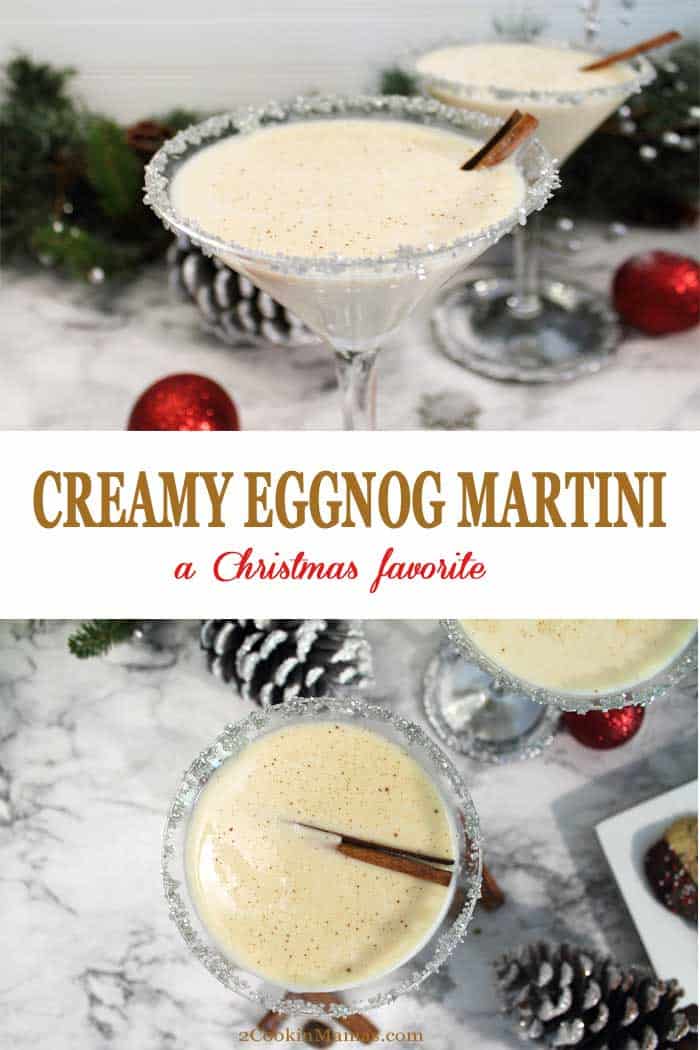 Celebrate the holidays with this creamy, decadently rich Eggnog Martini. Just 3 ingredients & a few pinches of spice will create the perfect cocktail for the Christmas season. #cocktail #eggnog #drink #christmas #recipe