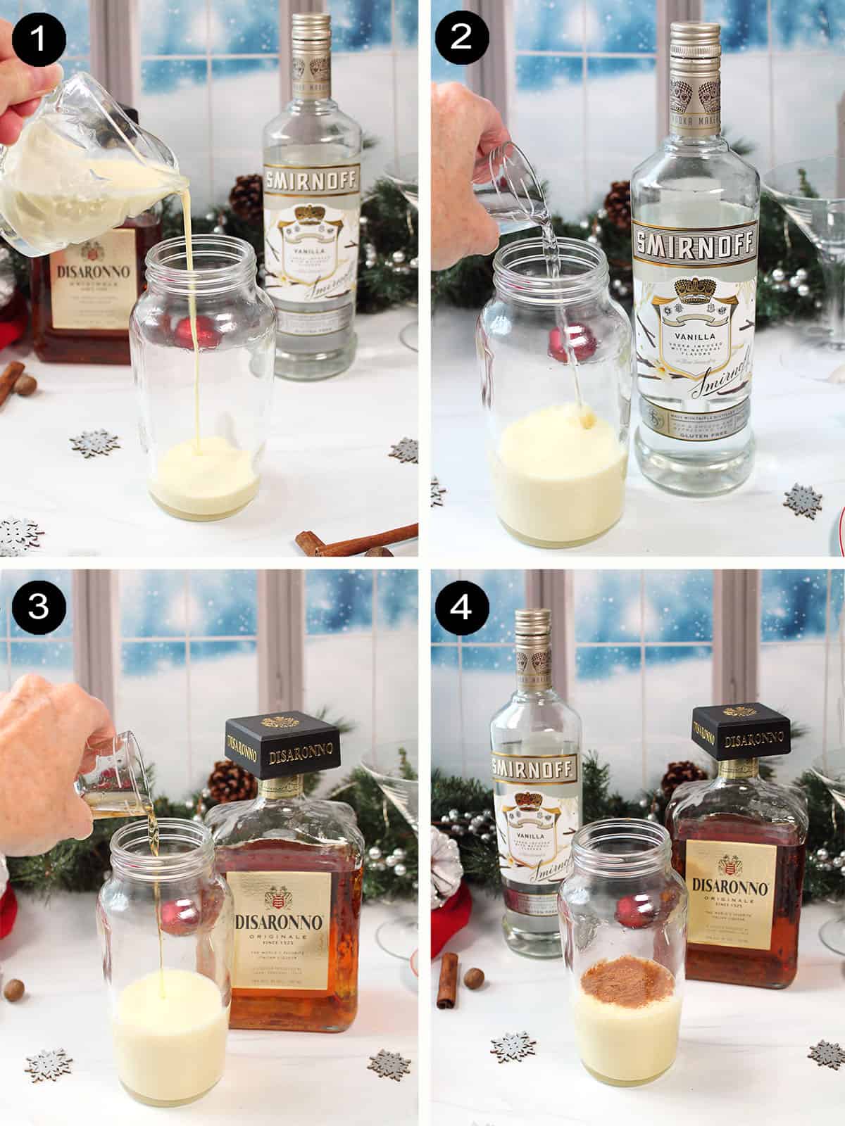 Prep steps 1-4 for Christmas martini.