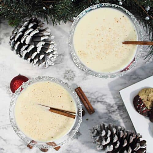 Creamy Eggnog Martini overhead square