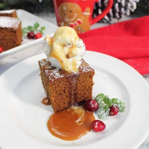Homemade Spicy Gingerbread single with caramel square