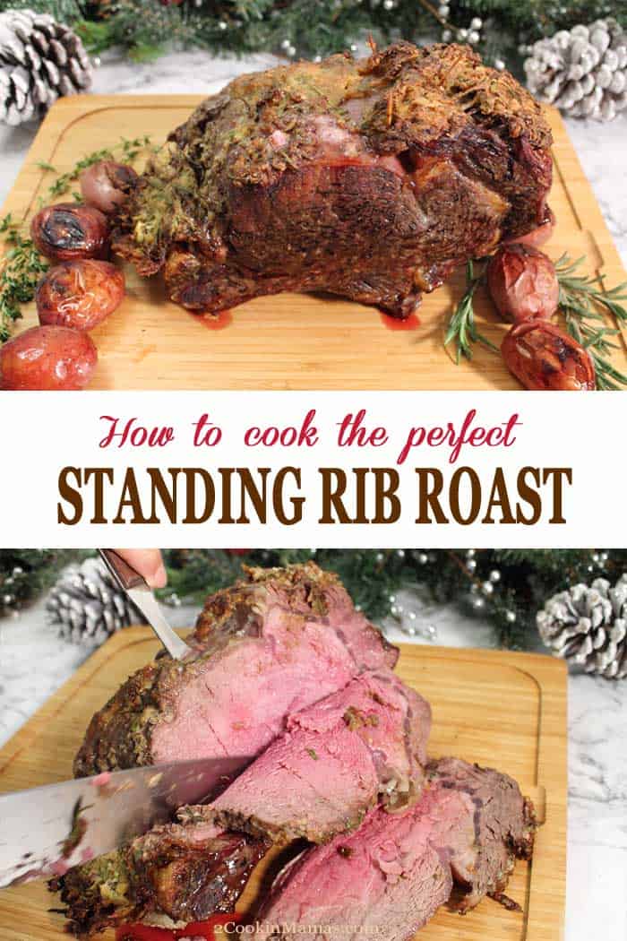 Everyone wants to know how to cook the perfect standing rib roast. Just a few simple prep steps, a garlic-herb rub, and the proper cooking temperature will have you turning out the most moist, tender and delicious standing rib roast every time! #ribroast #howtocook #standingribroast #christmasdinner #dinner #beef #recipe