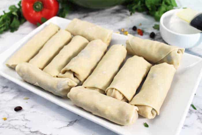 Air Fryer Southwest Egg Rolls closeup folded