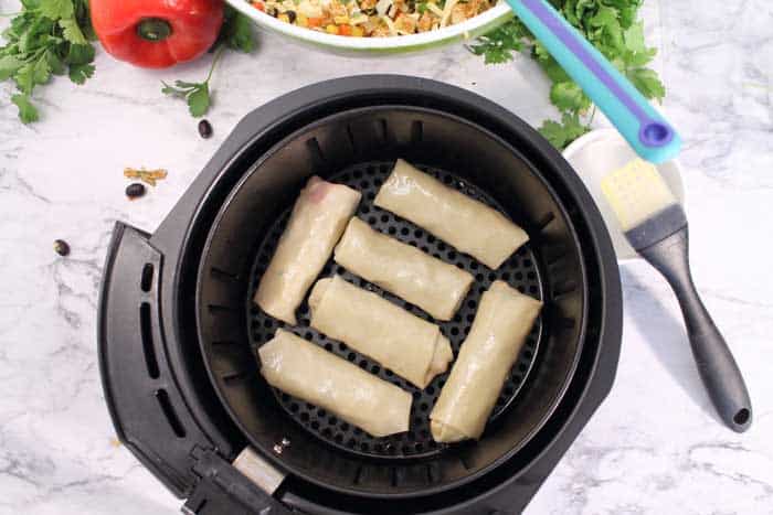 Air Fryer Southwest Egg Rolls in air fryer