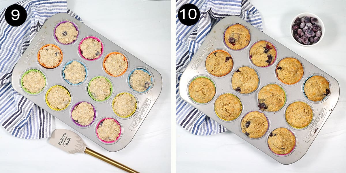 Steps to bake oatmeal muffins with blueberries.