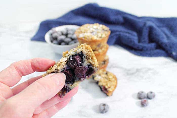 Blueberry Yogurt Oatmeal Muffins bite