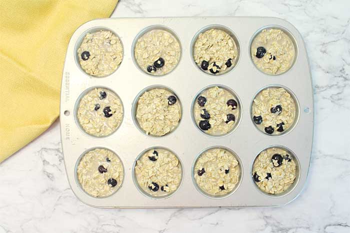 Blueberry Yogurt Oatmeal Muffins ready to bake