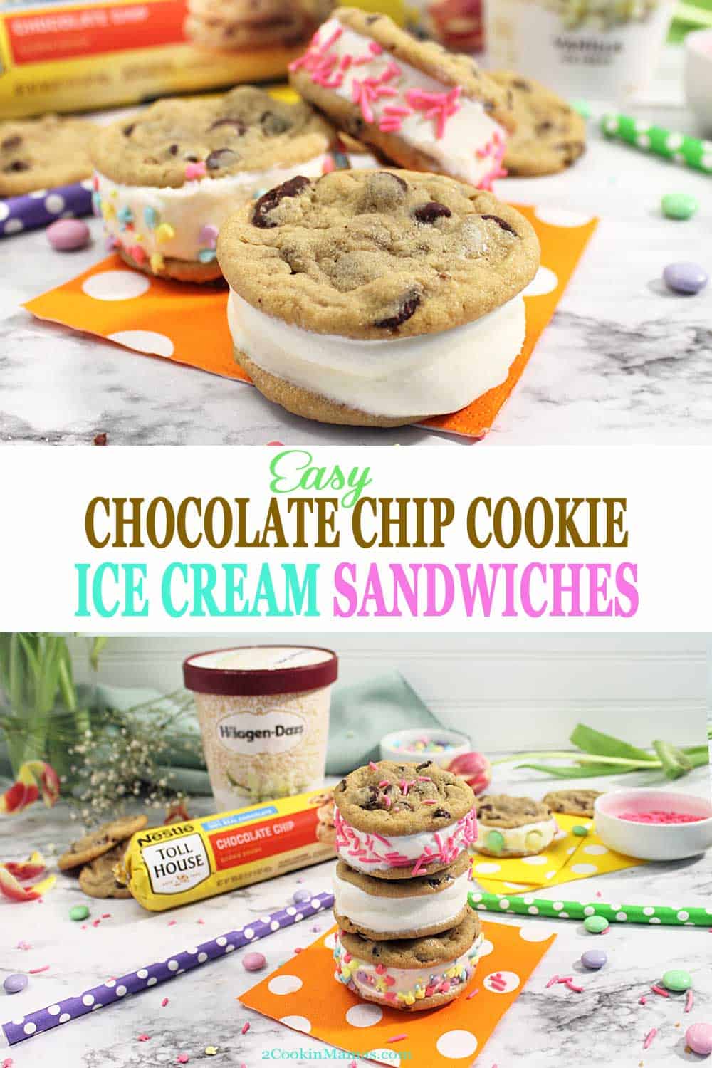 Easy Chocolate Chip Cookie Ice Cream Sandwiches