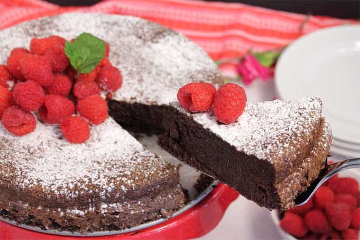 Flourless Chocolate Torte first slice