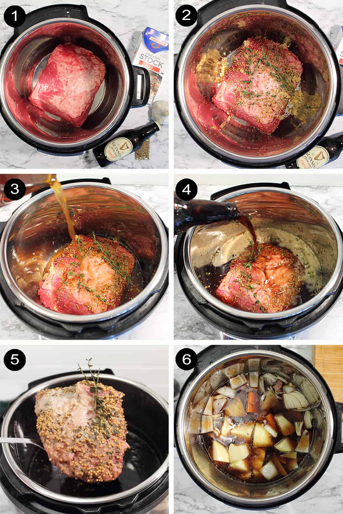 Prep steps 1-6 to prepare instant pot corned beef.
