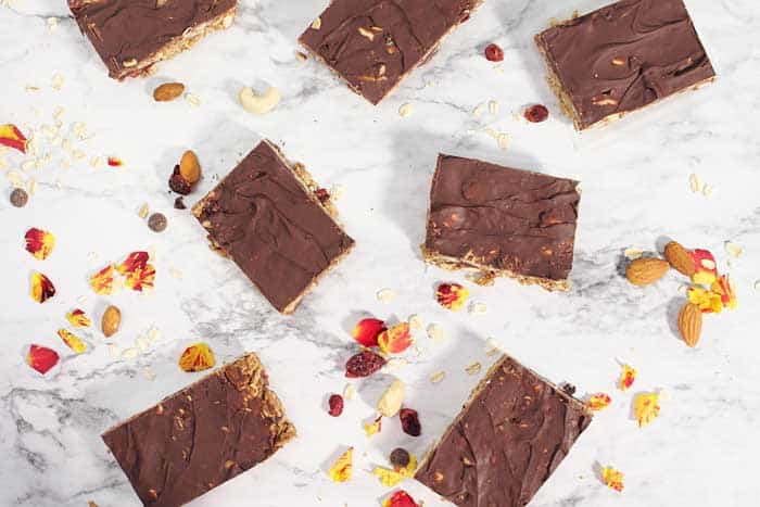 Trail Mix Granola Bars overhead shot