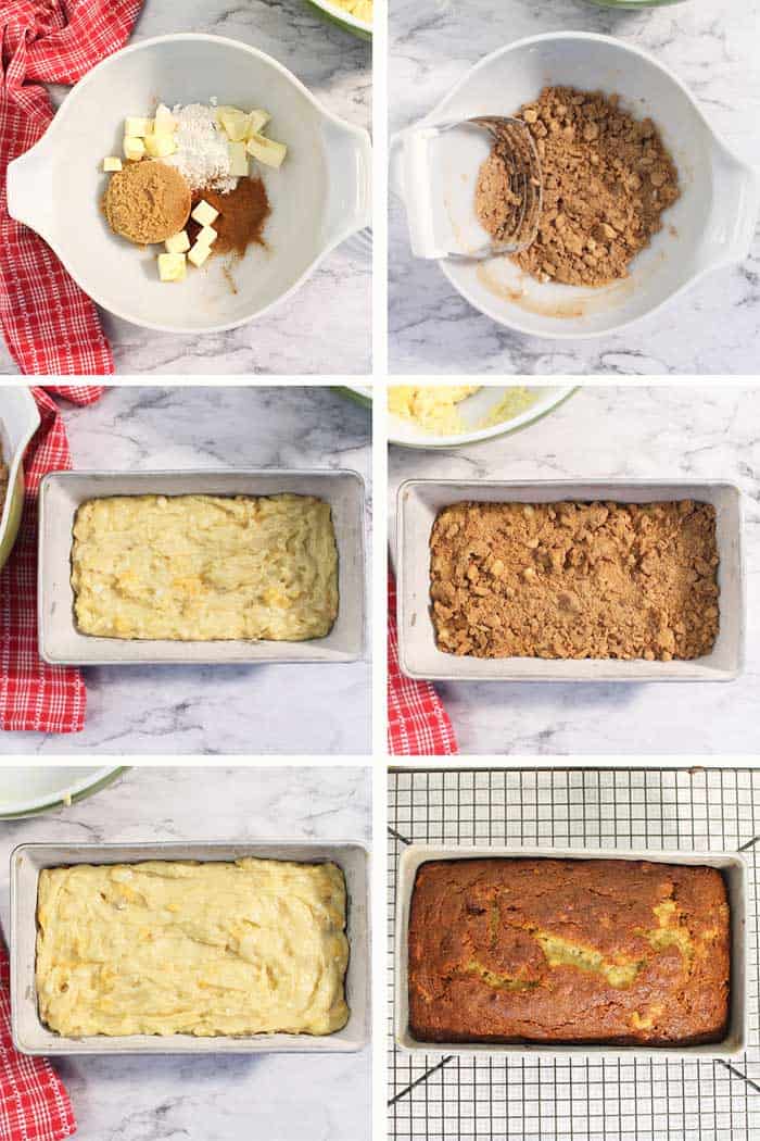 Assembling Churro Banana Bread steps