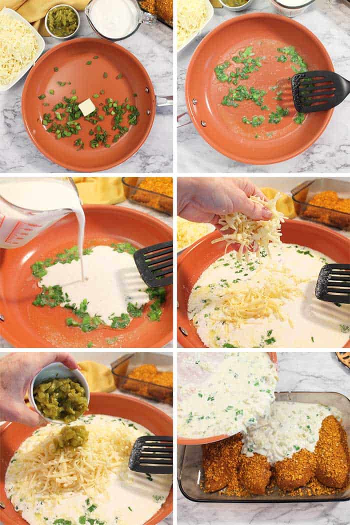 Chicken Fiesta cheese sauce steps 1-6