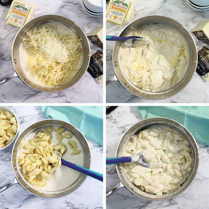 Mac and cheese prep steps 1-4