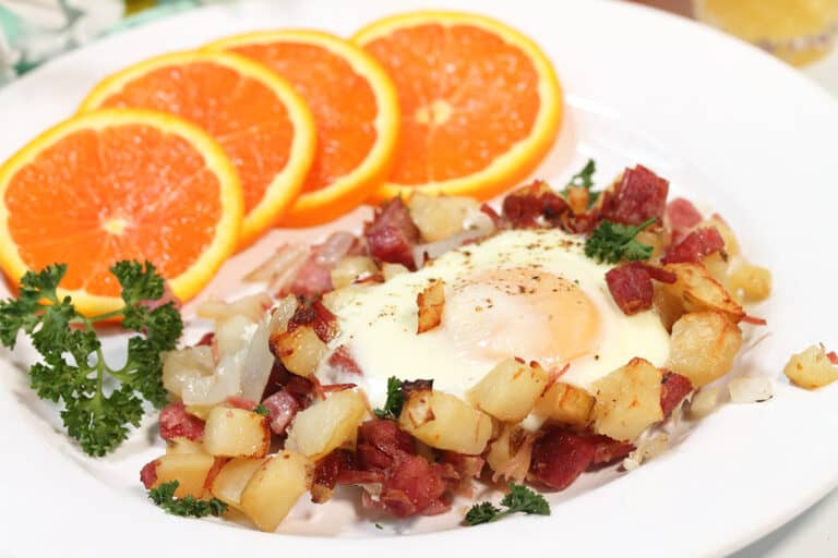 Air Fryer Corned Beef Hash and Eggs 2 Cookin Mamas