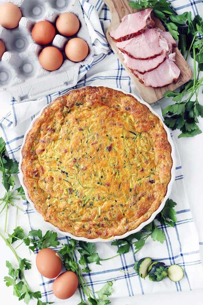 Crustless Ham and Zucchini Quiche from Bowl of Delicious