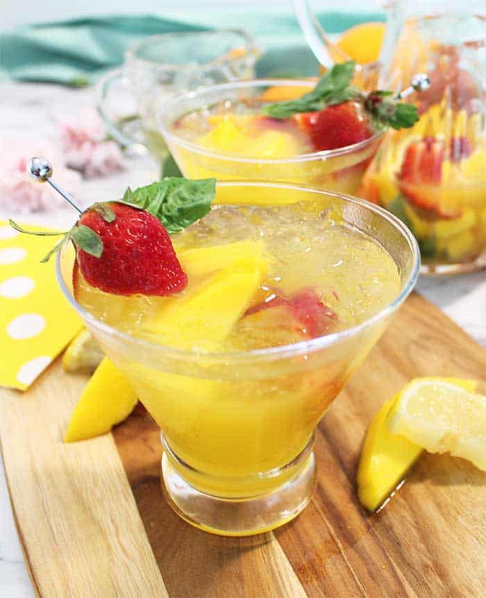 Mango Cocktail with garnish on board